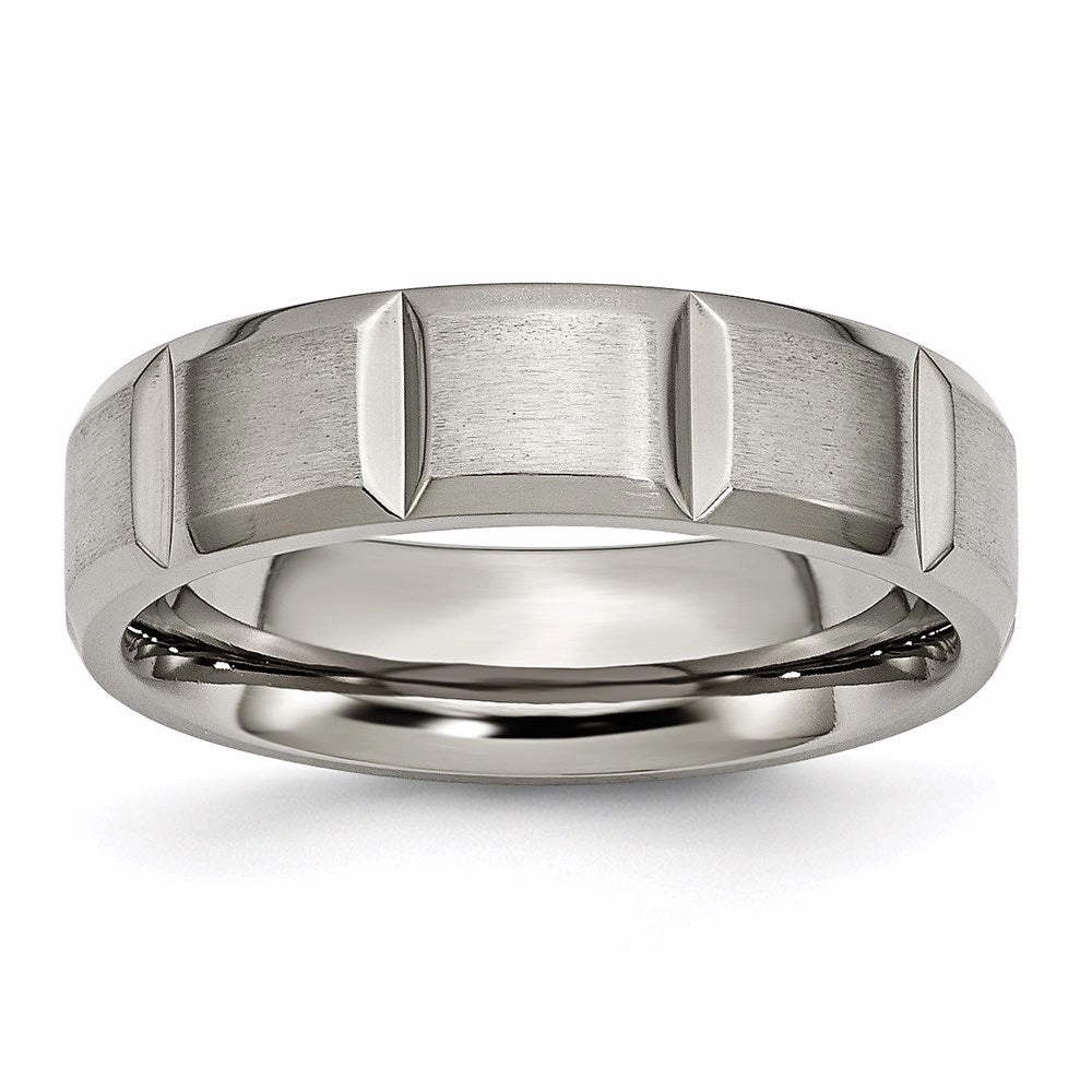 Titanium 6mm Grooved Satin and Polished Band | TB323