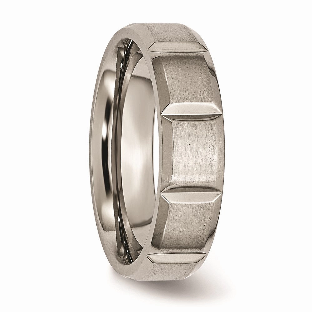 Titanium 6mm Grooved Satin and Polished Band | TB323