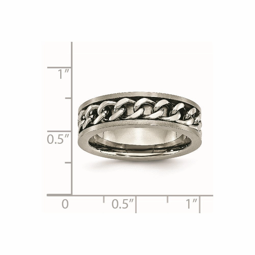 Titanium 7mm Chain Inlay Brushed Band