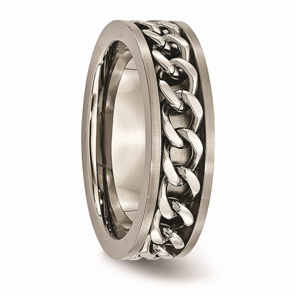 Titanium 7mm Chain Inlay Brushed Band