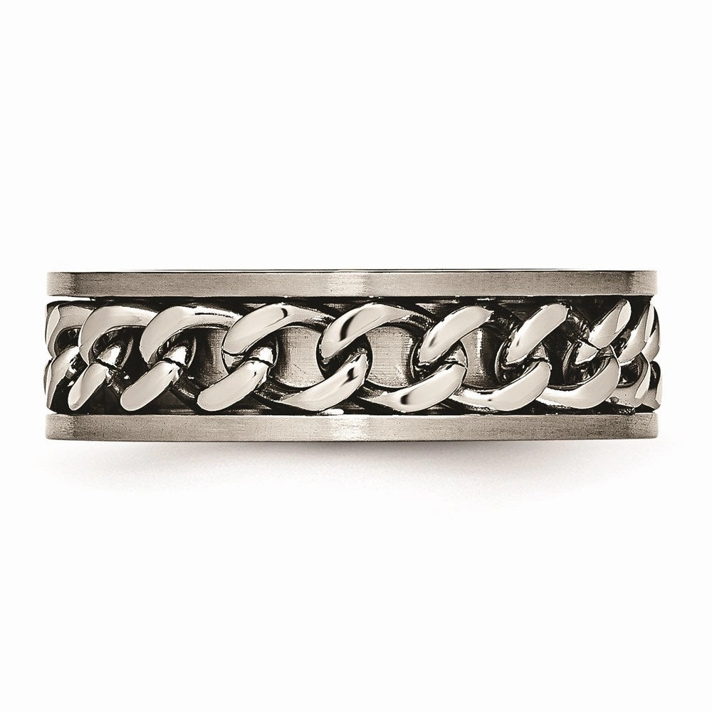 Titanium 7mm Chain Inlay Brushed Band