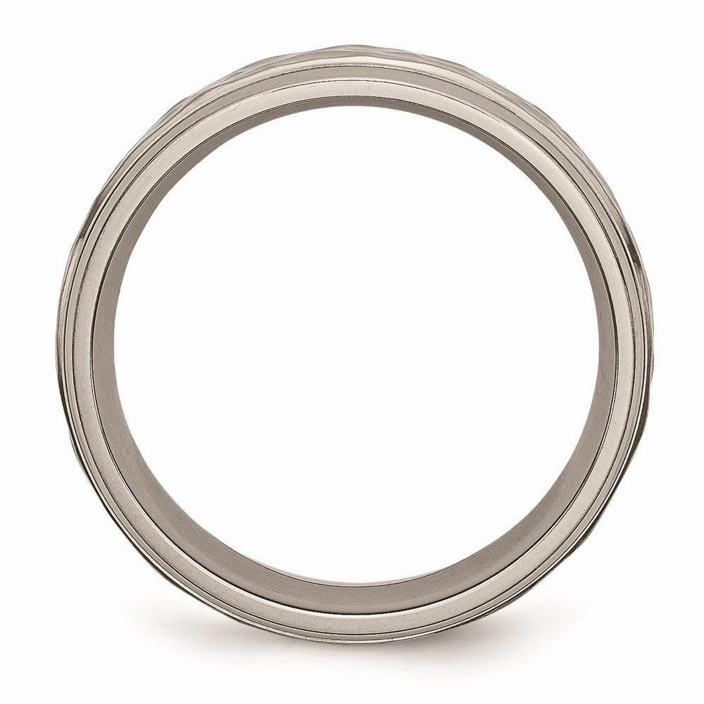 Titanium 7mm Grooved Edge Hammered and Polished Band | TB237