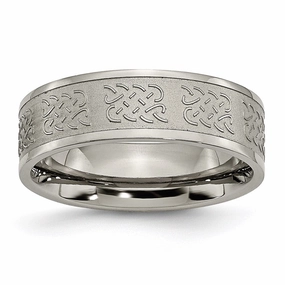Titanium 7mm Satin and Polished Fancy Design Band | TB257