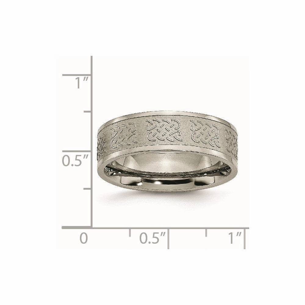 Titanium 7mm Satin and Polished Fancy Design Band | TB257