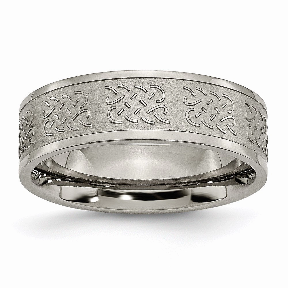 Titanium 7mm Satin and Polished Fancy Design Band | TB257