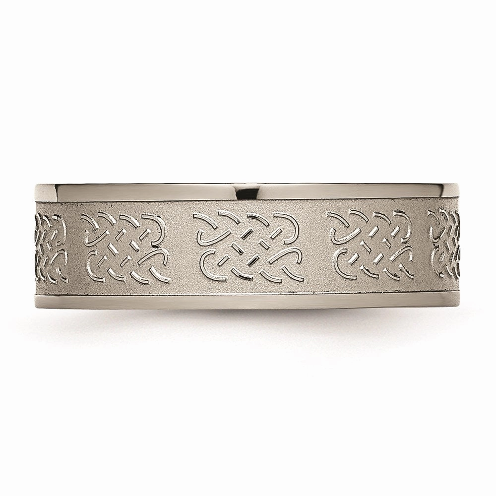 Titanium 7mm Satin and Polished Fancy Design Band | TB257