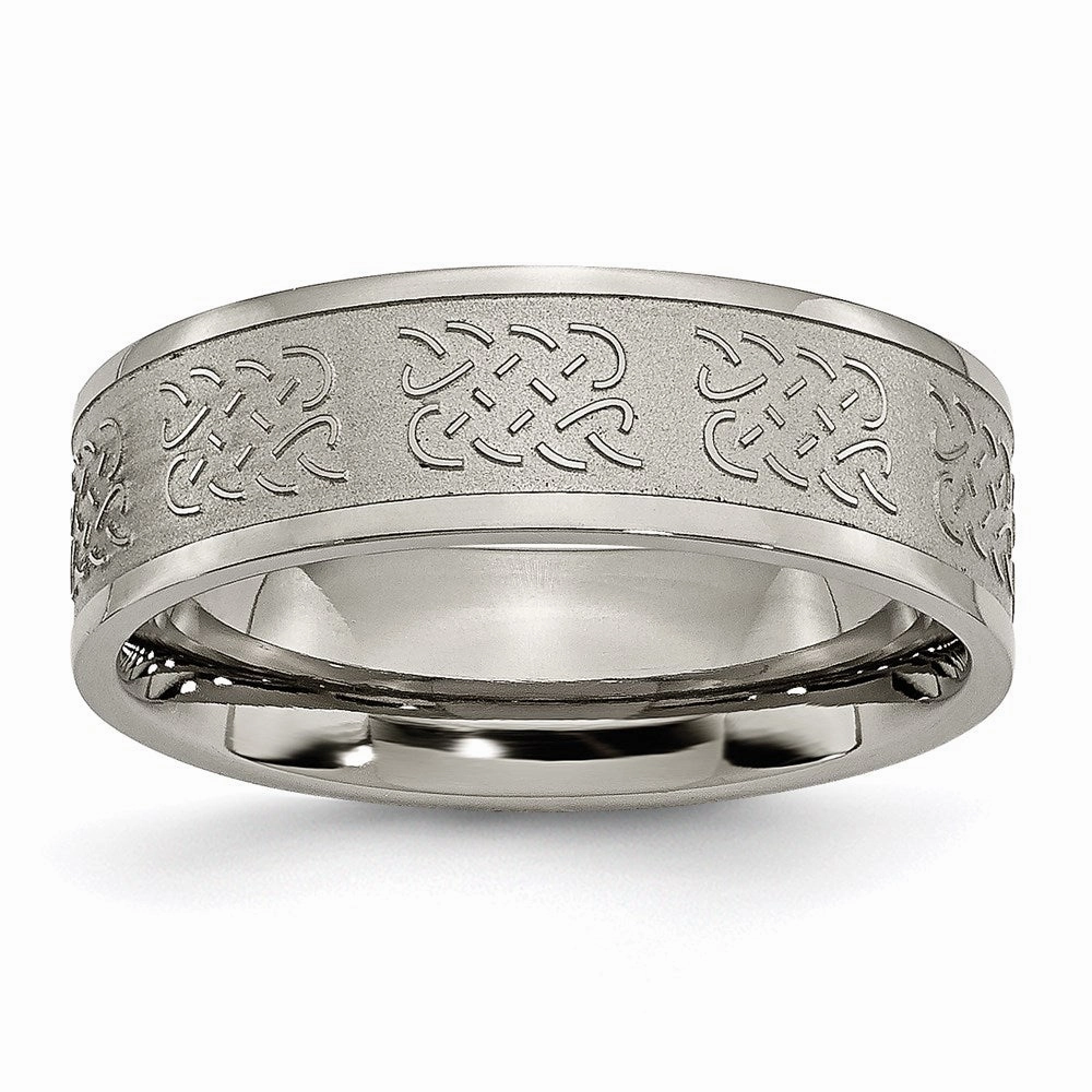 Titanium 7mm Satin and Polished Fancy Design Band | TB257