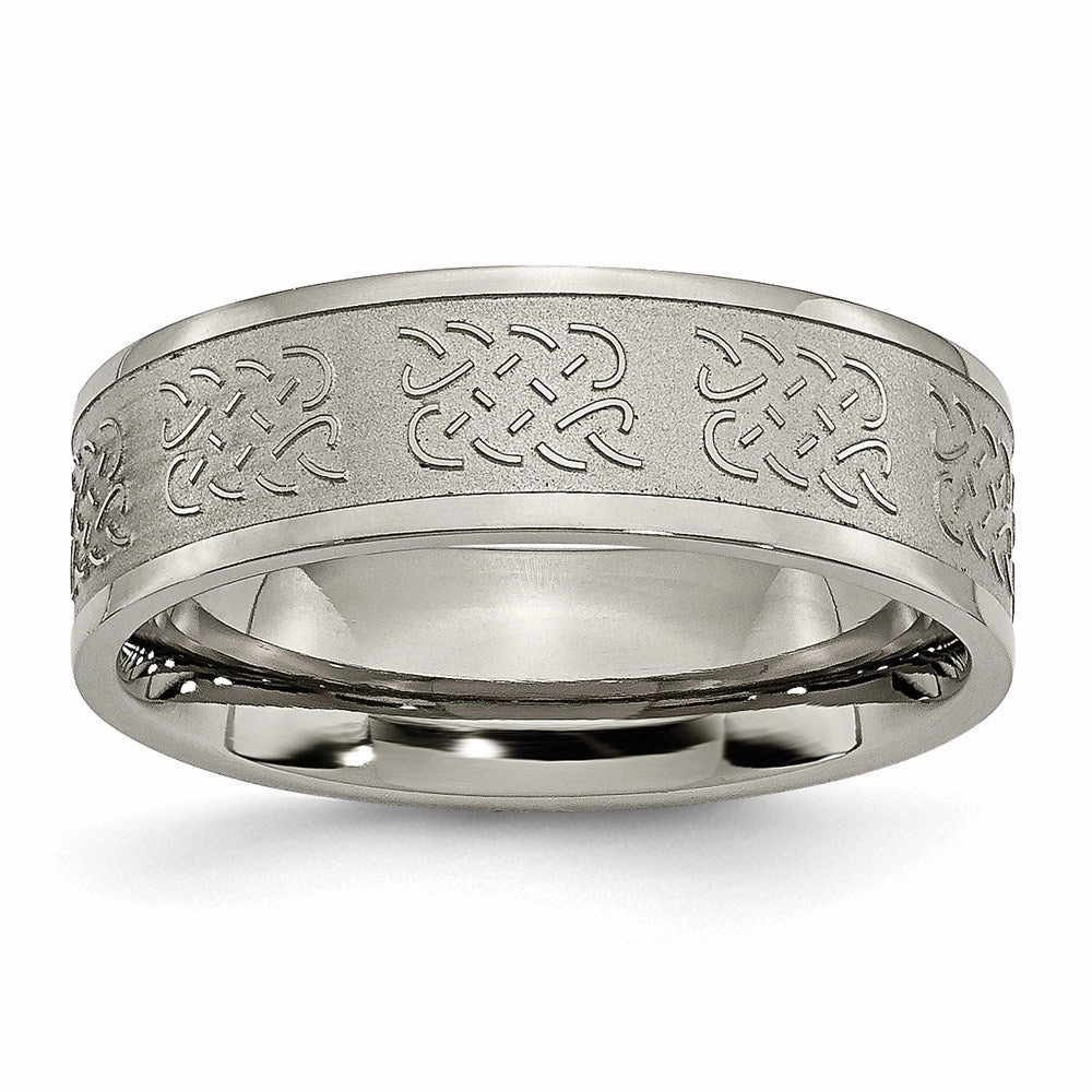 Titanium 7mm Satin and Polished Fancy Design Band | TB257