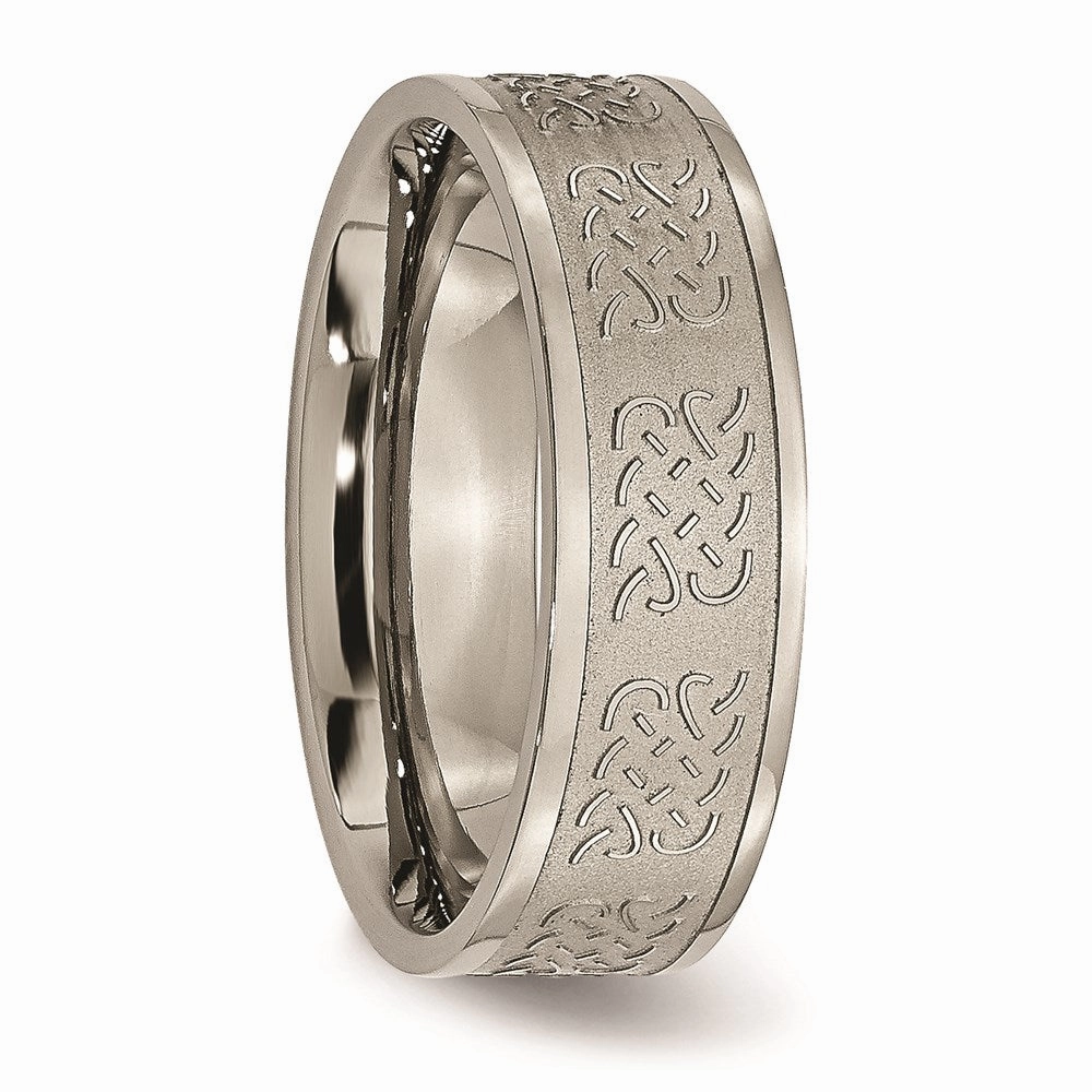 Titanium 7mm Satin and Polished Fancy Design Band | TB257