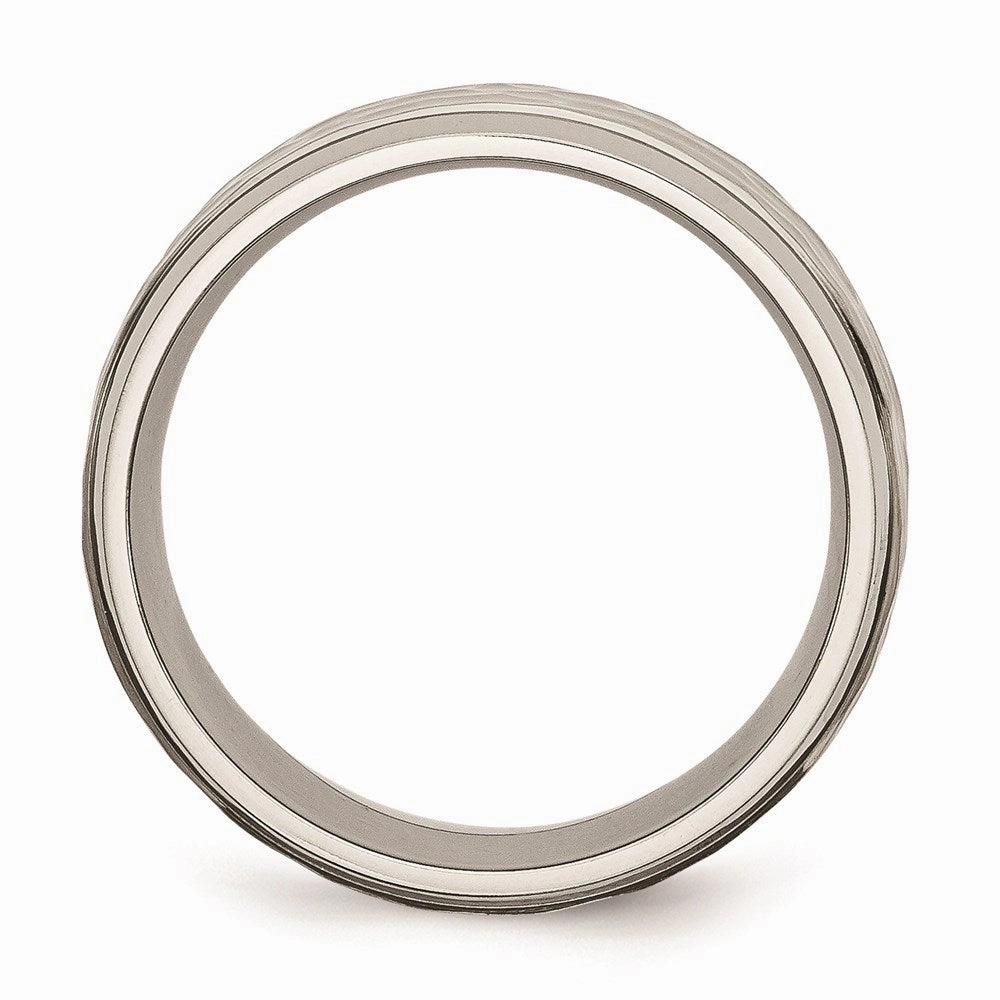 Titanium 8mm Beveled Edge, Hammered and Polished Band | TB236