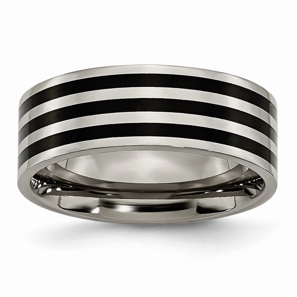 Titanium 8mm Black IP-plated Polished Band | TB305