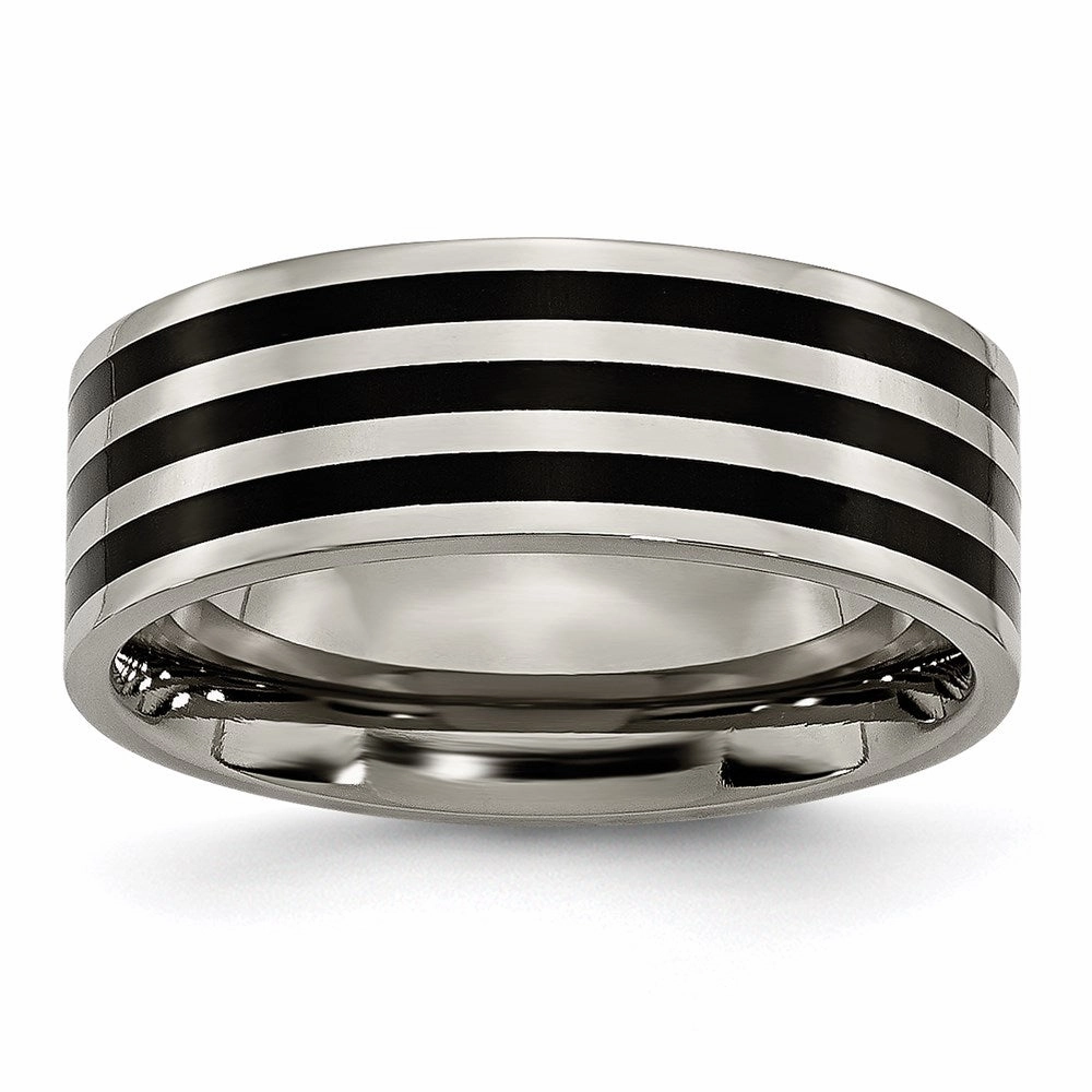 Titanium 8mm Black IP-plated Polished Band | TB305