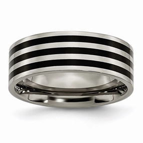 Titanium 8mm Black IP-plated Polished Band | TB305