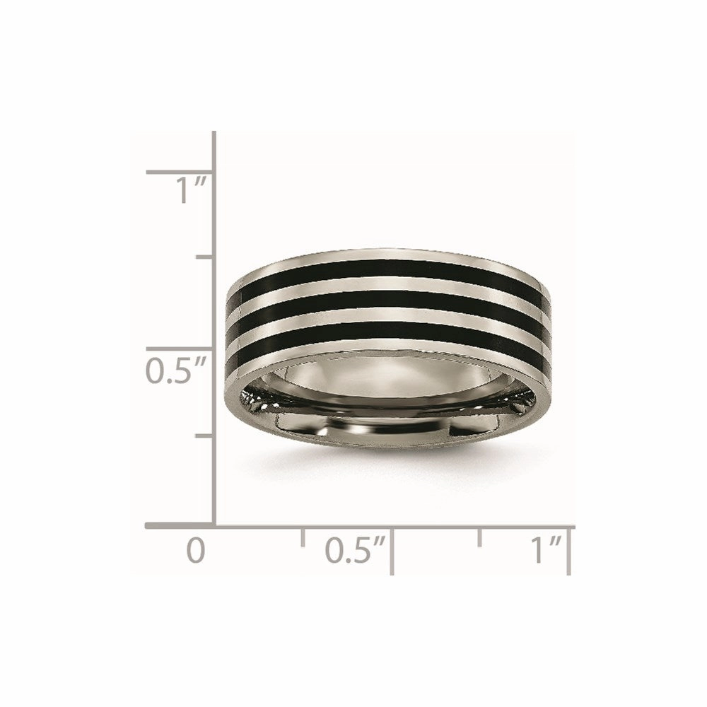 Titanium 8mm Black IP-plated Polished Band | TB305