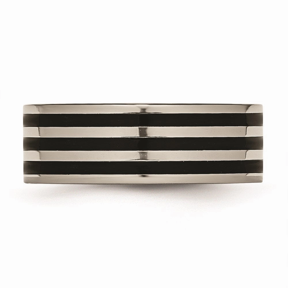 Titanium 8mm Black IP-plated Polished Band | TB305