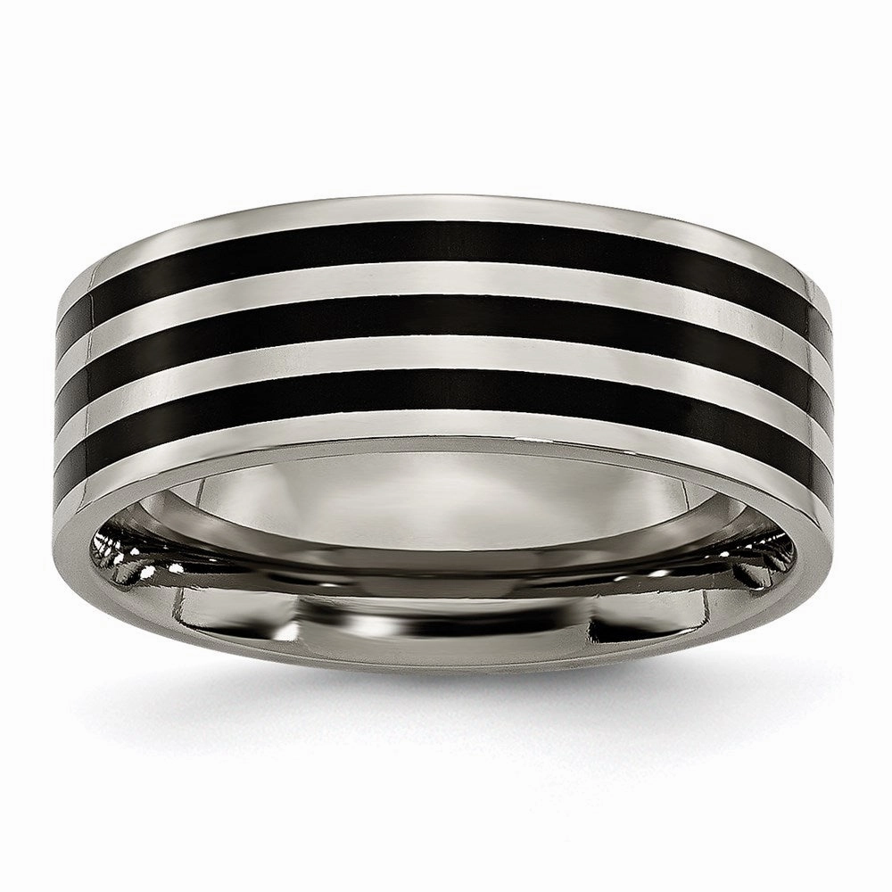 Titanium 8mm Black IP-plated Polished Band | TB305