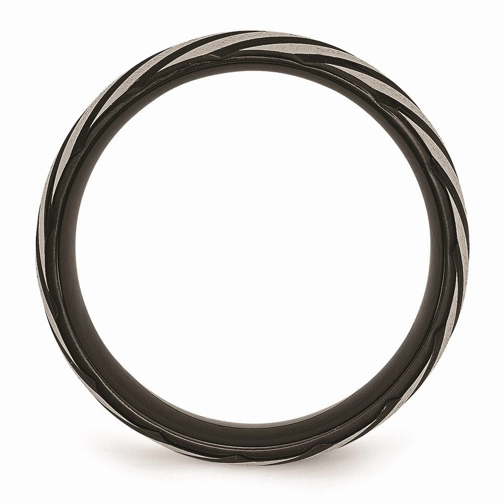 Titanium 8mm Black IP-plated Swirl Brushed & Polished Band | TB300