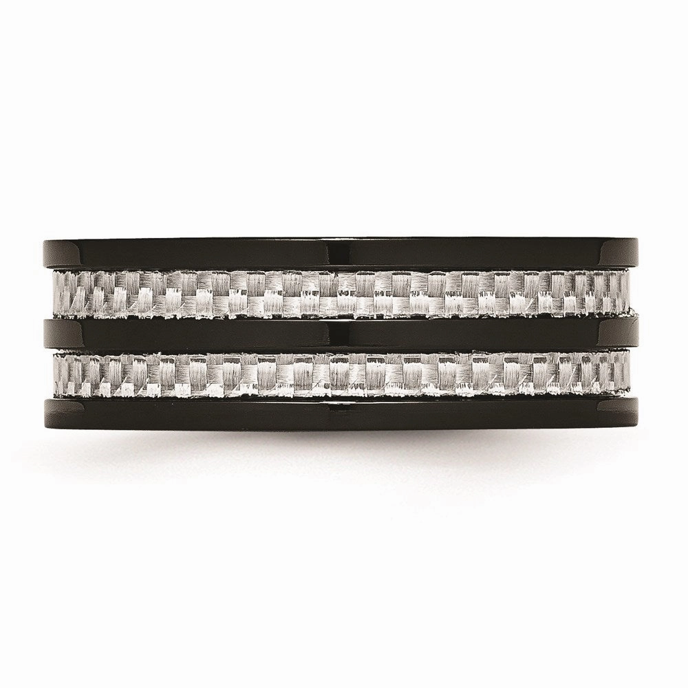 Titanium 8mm Black IP-plated with Carbon Fiber Inlay Polished Band | TB254