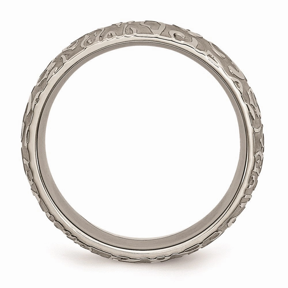 Titanium 8mm Brushed and Polished Textured Band | TB276