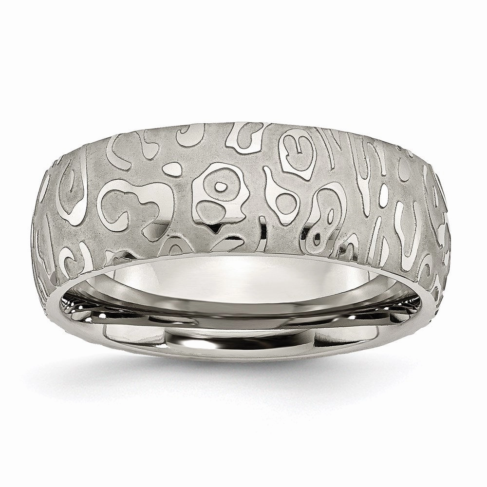 Titanium 8mm Brushed and Polished Textured Band | TB276