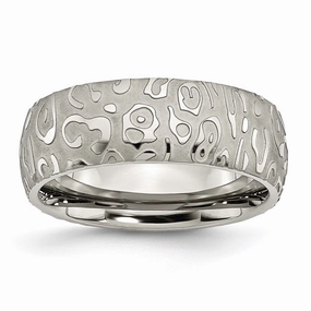 Titanium 8mm Brushed and Polished Textured Band | TB276