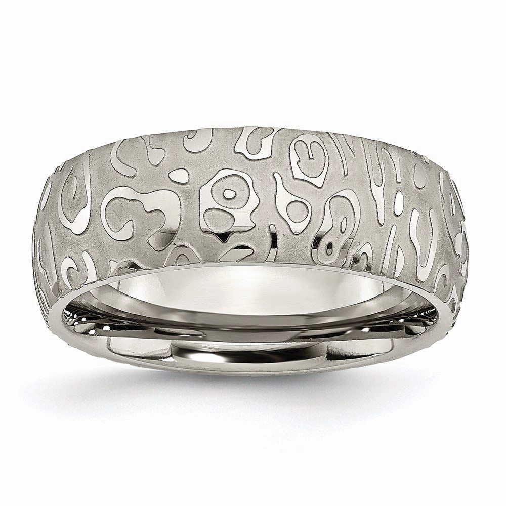 Titanium 8mm Brushed and Polished Textured Band | TB276