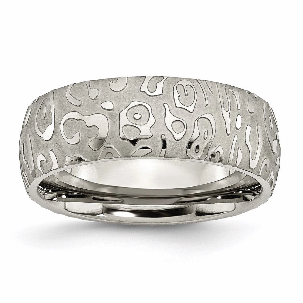 Titanium 8mm Brushed and Polished Textured Band | TB276