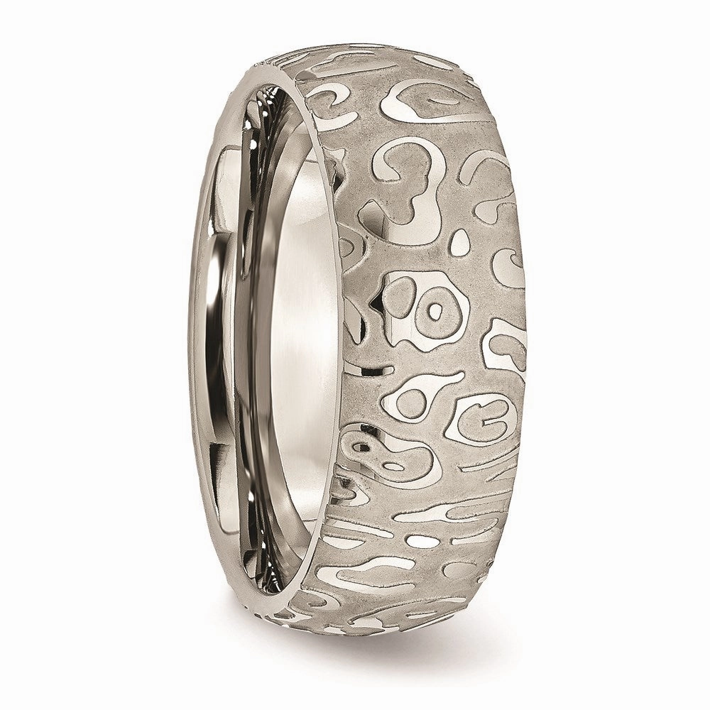 Titanium 8mm Brushed and Polished Textured Band | TB276
