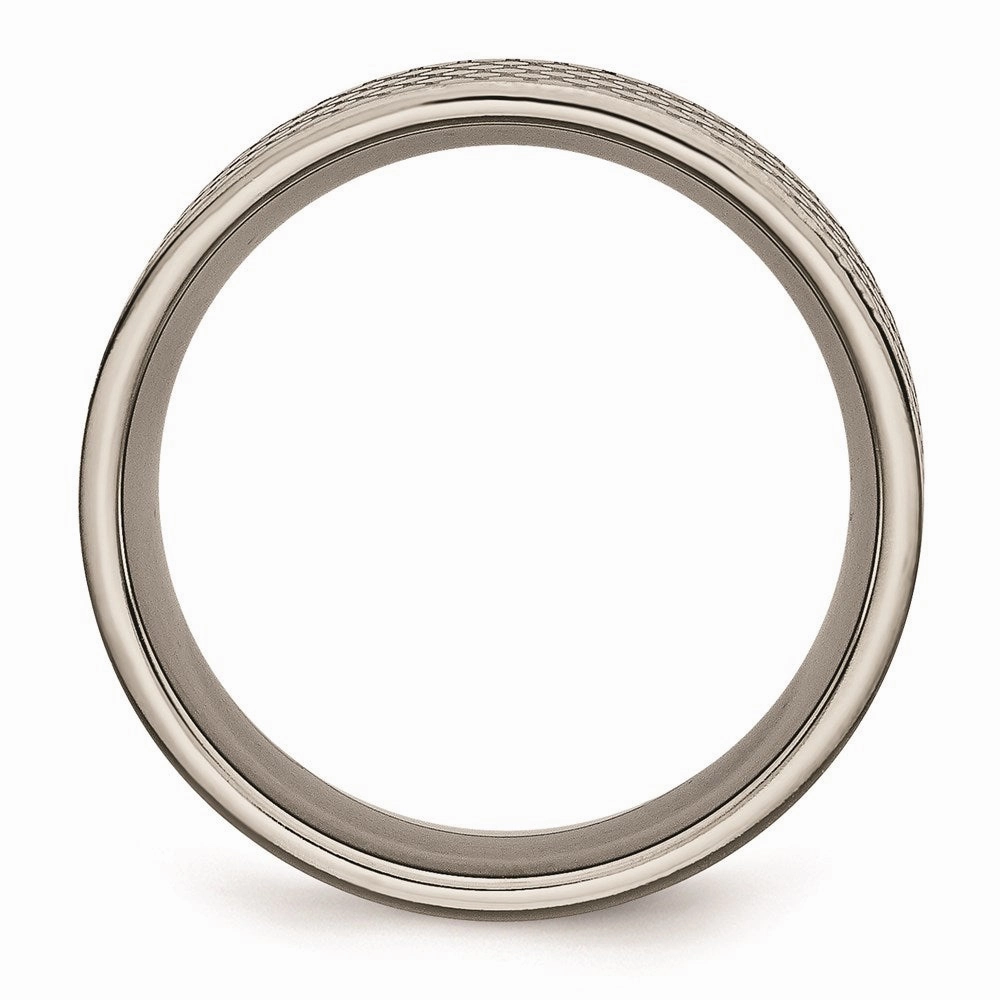 Titanium 8mm Brushed Patterned Flat Band | TB252