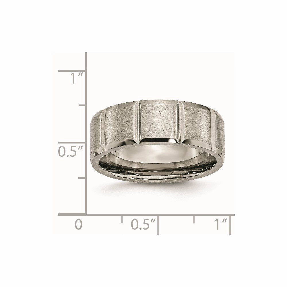 Titanium 8mm Grooved Satin & Polished Band | TB324