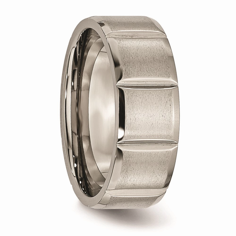 Titanium 8mm Grooved Satin & Polished Band | TB324