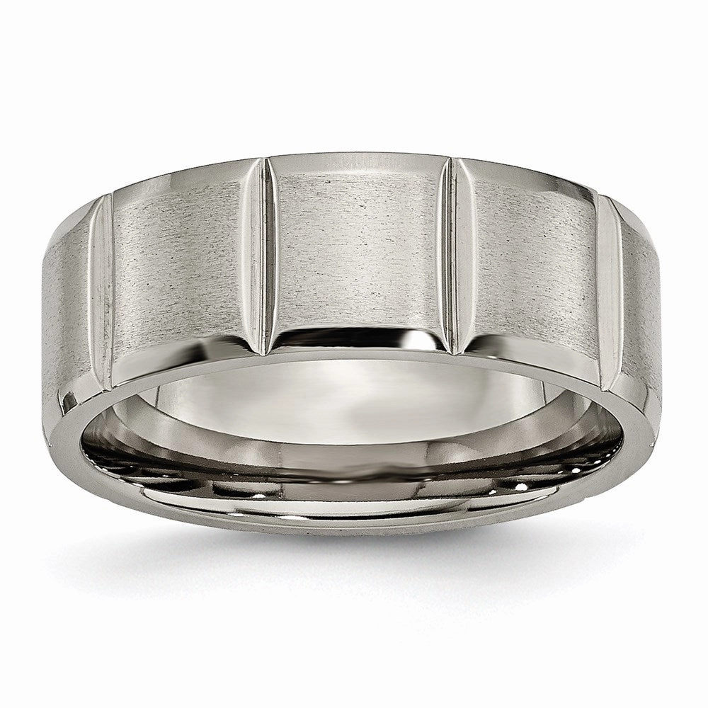 Titanium 8mm Grooved Satin & Polished Band | TB324