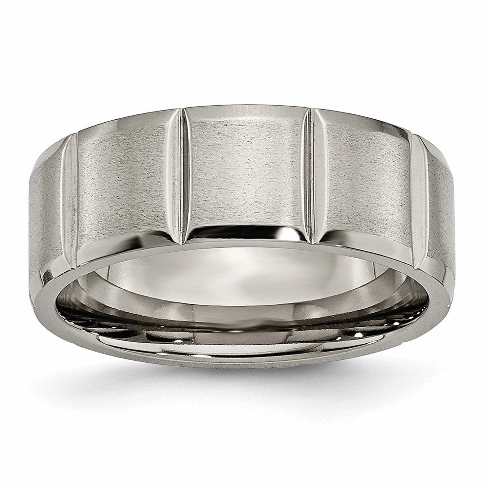 Titanium 8mm Grooved Satin & Polished Band | TB324