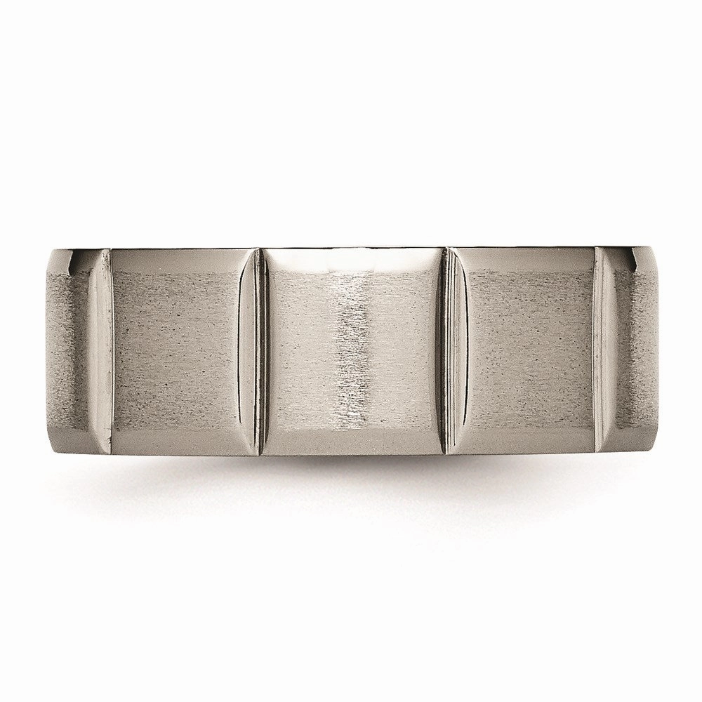 Titanium 8mm Grooved Satin & Polished Band | TB324