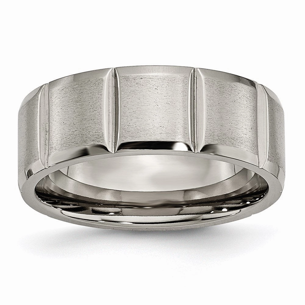 Titanium 8mm Grooved Satin & Polished Band | TB324