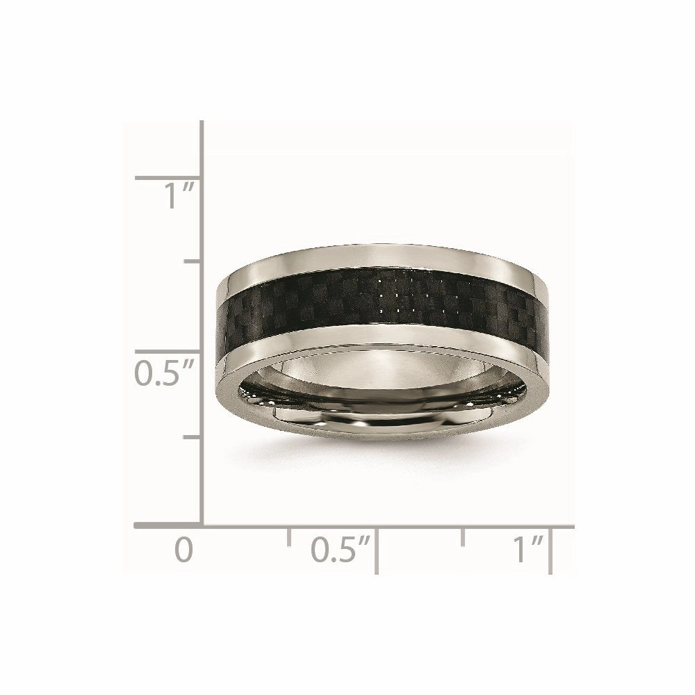 Titanium 8mm Polished with Black Carbon Fiber Inlay Band | TB255
