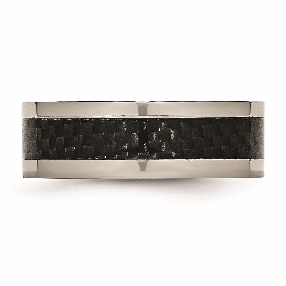 Titanium 8mm Polished with Black Carbon Fiber Inlay Band | TB255