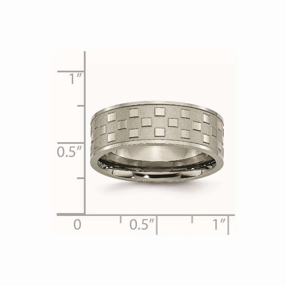 Titanium 8mm Satin and Polished Checkered Band | TB245