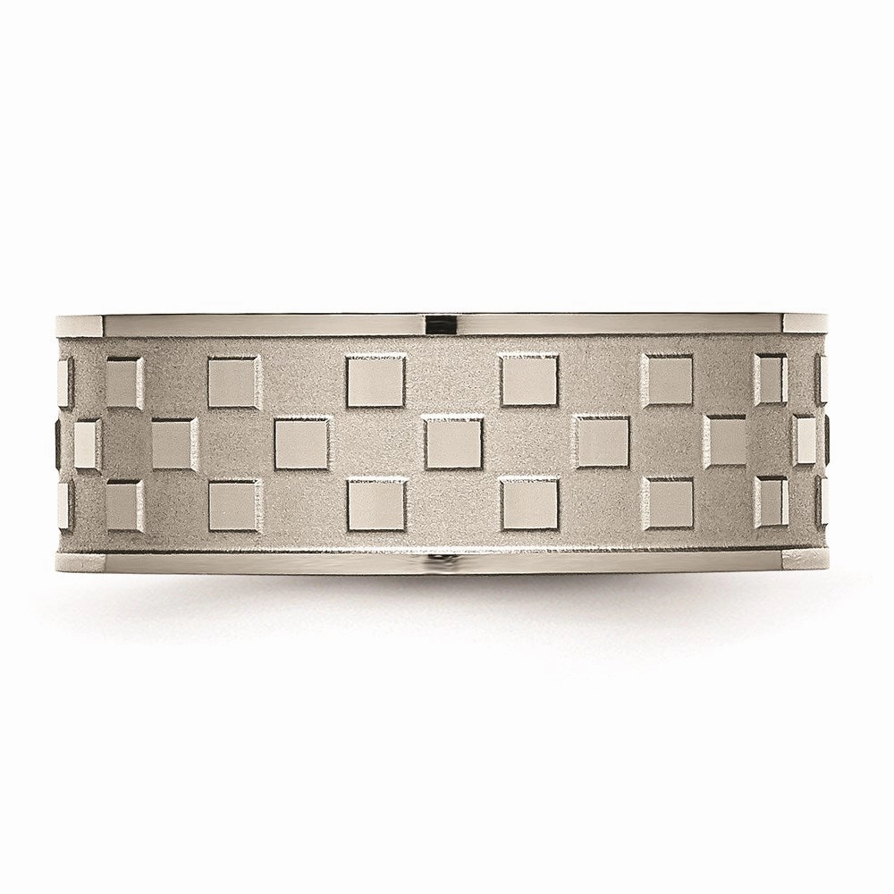 Titanium 8mm Satin and Polished Checkered Band | TB245