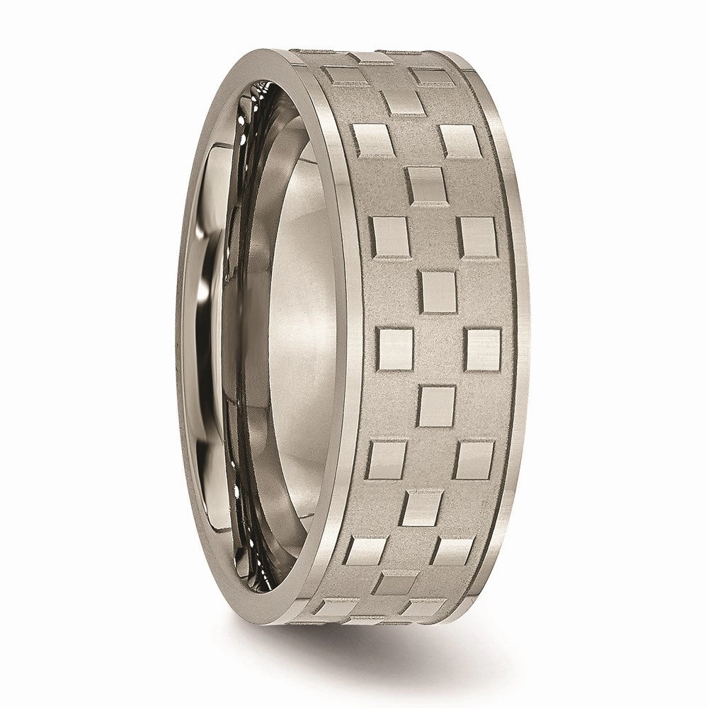 Titanium 8mm Satin and Polished Checkered Band | TB245