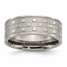 Titanium 8mm Satin and Polished Checkered Band | TB245
