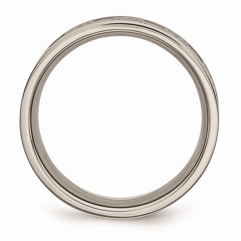 Titanium 8mm Satin and Polished Scroll Design Band | TB258