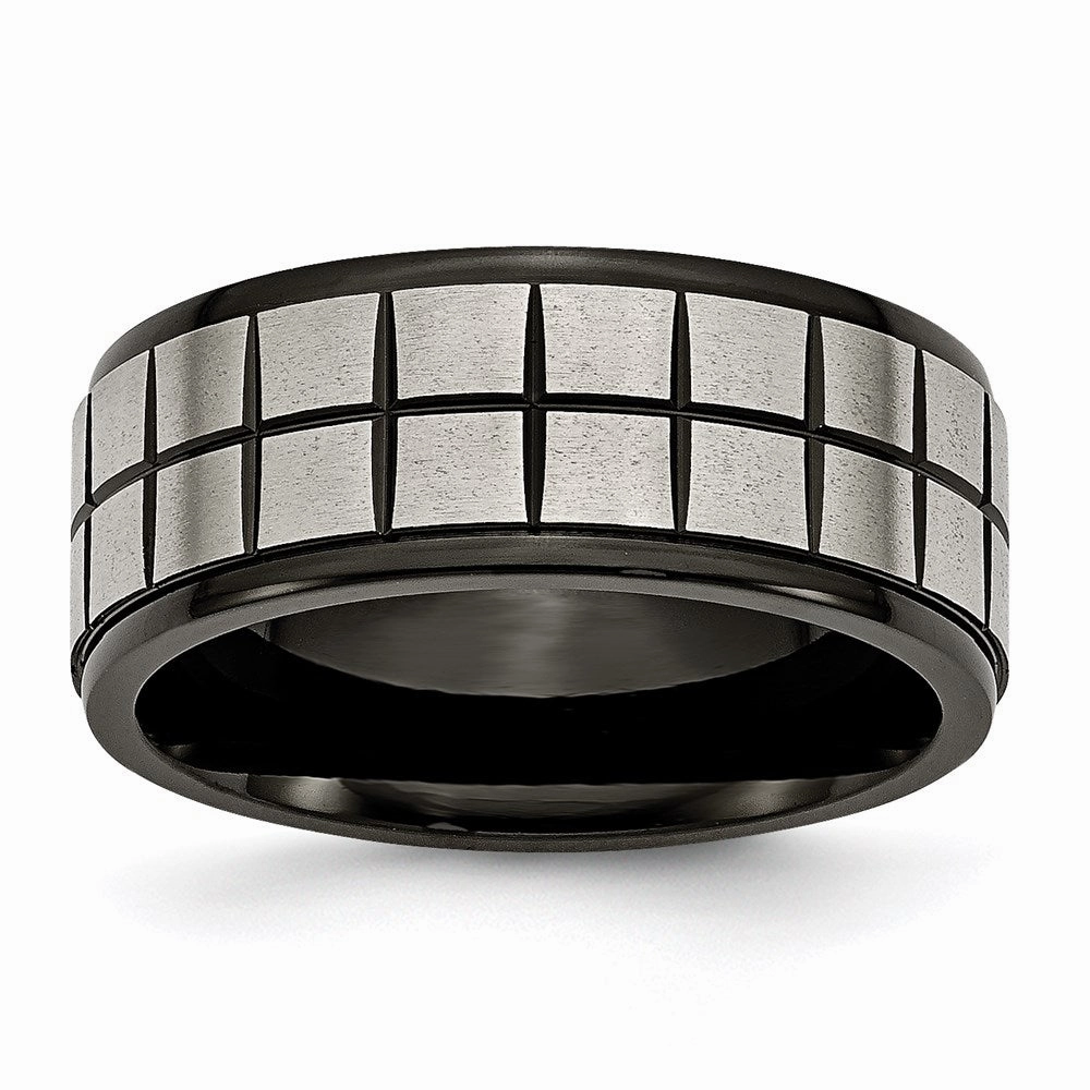 Titanium 9mm Black IP-plated Brushed & Polished Band | TB268