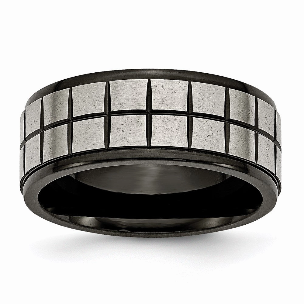Titanium 9mm Black IP-plated Brushed & Polished Band | TB268