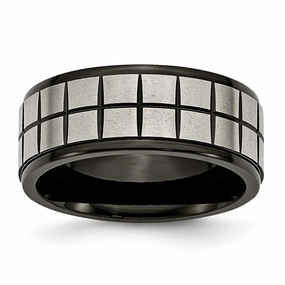 Titanium 9mm Black IP-plated Brushed & Polished Band | TB268