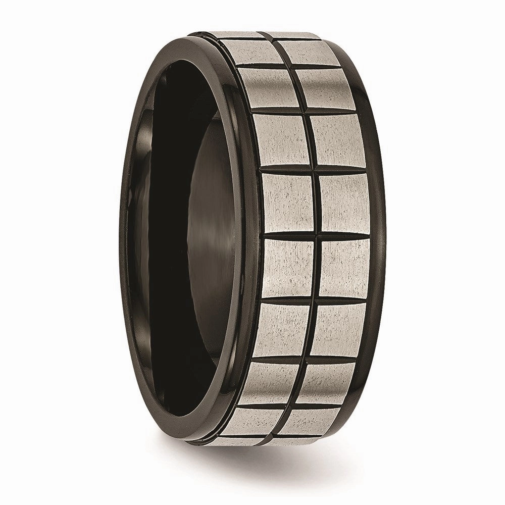 Titanium 9mm Black IP-plated Brushed & Polished Band | TB268