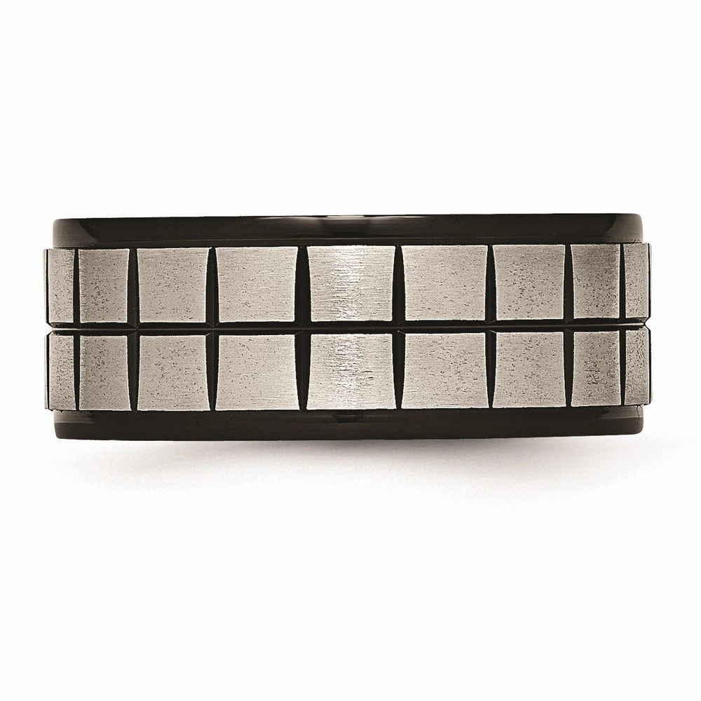Titanium 9mm Black IP-plated Brushed & Polished Band | TB268