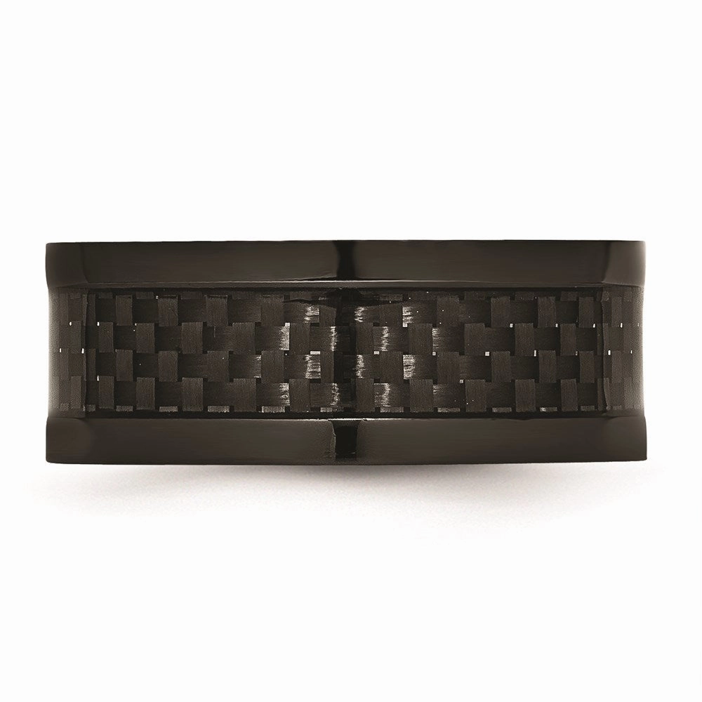 Titanium 9mm Black IP-plated w/Carbon Fiber Inlay Polished Band | TB316