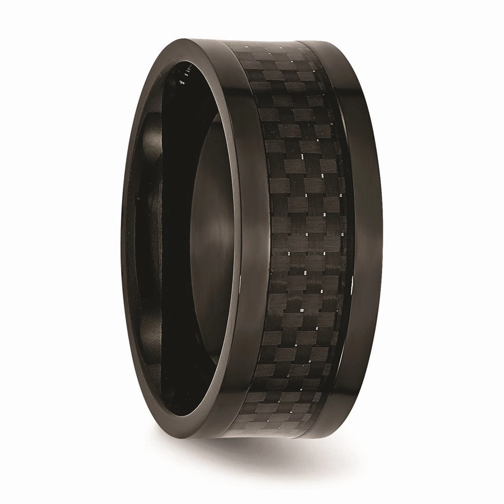 Titanium 9mm Black IP-plated w/Carbon Fiber Inlay Polished Band | TB316
