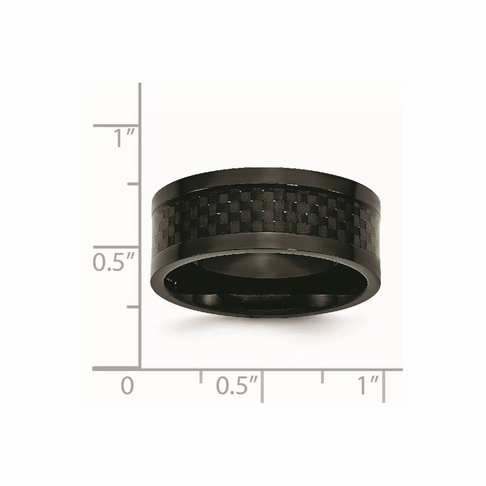 Titanium 9mm Black IP-plated w/Carbon Fiber Inlay Polished Band | TB316